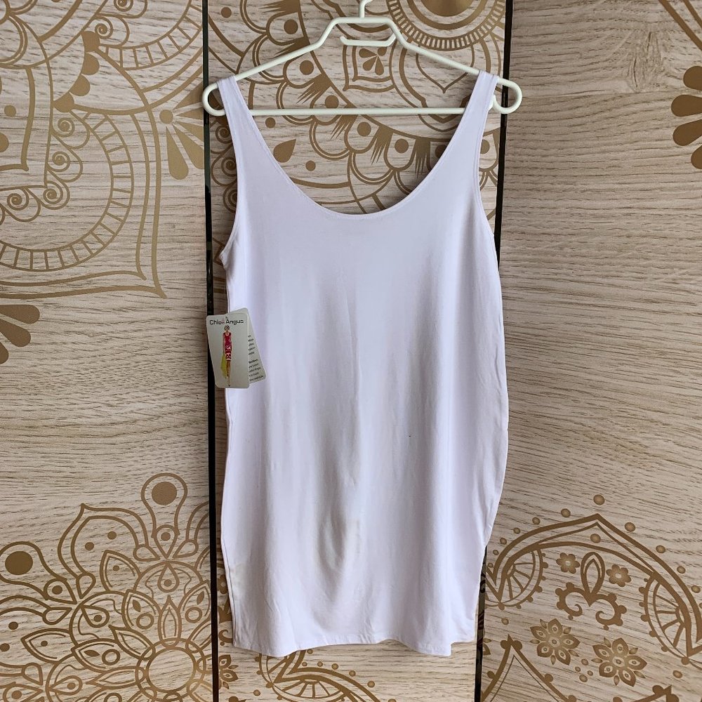 chloe angus white long tank top or slip